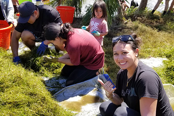 image of raynor employees helping at loko ea fish pond in 20223