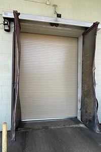 image of commercial rollup door by raynor showing door closed only. Exterior shot
